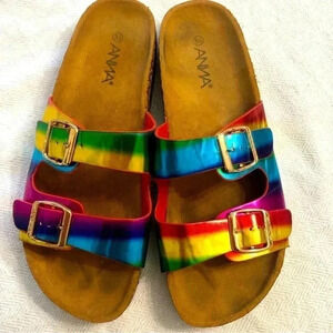 ANNA multicolored sandal with adjustable straps.  Size 8.5